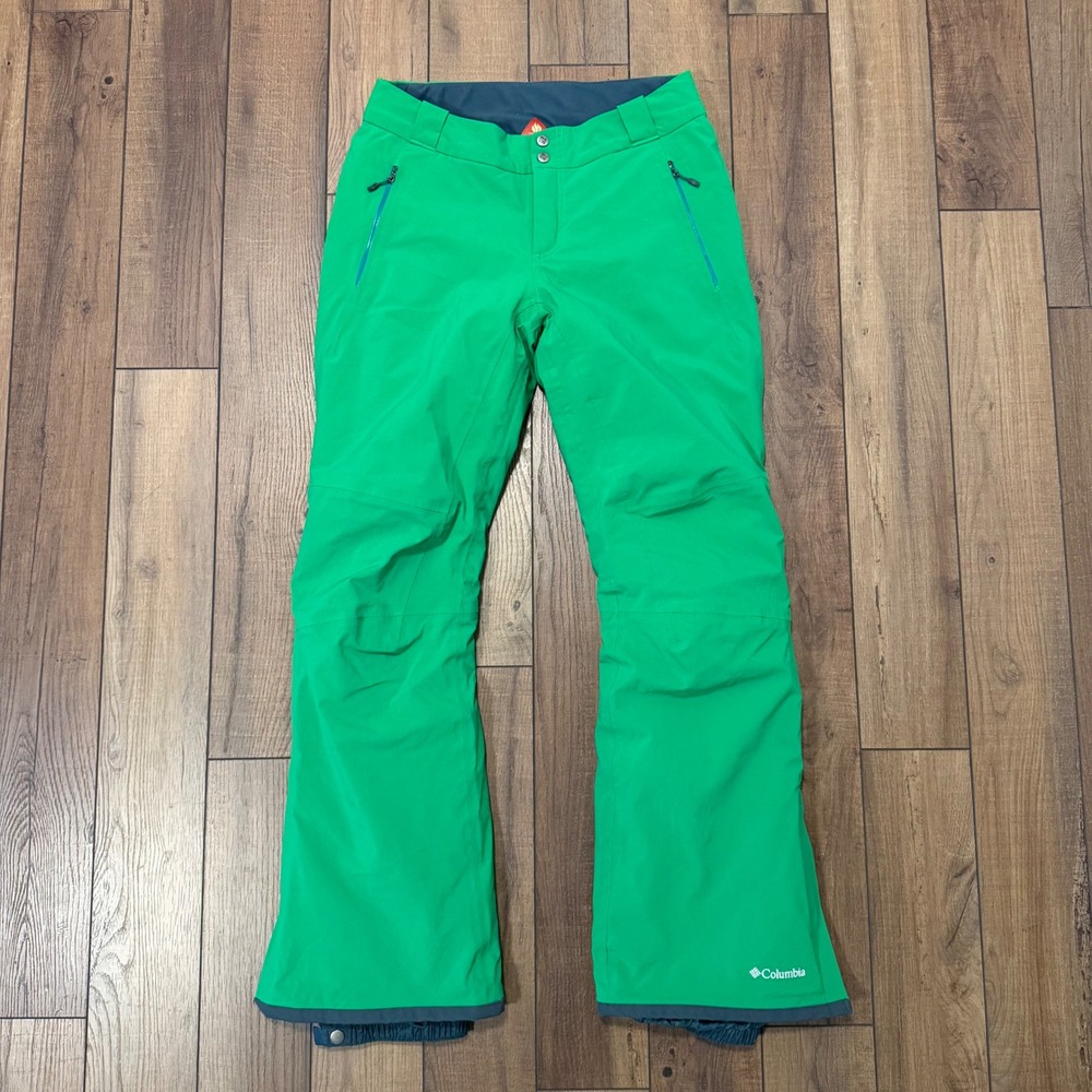Columbia Omni-Heat Ski Pants Womens M Regular Green Waterproof Omni-Tech Snow